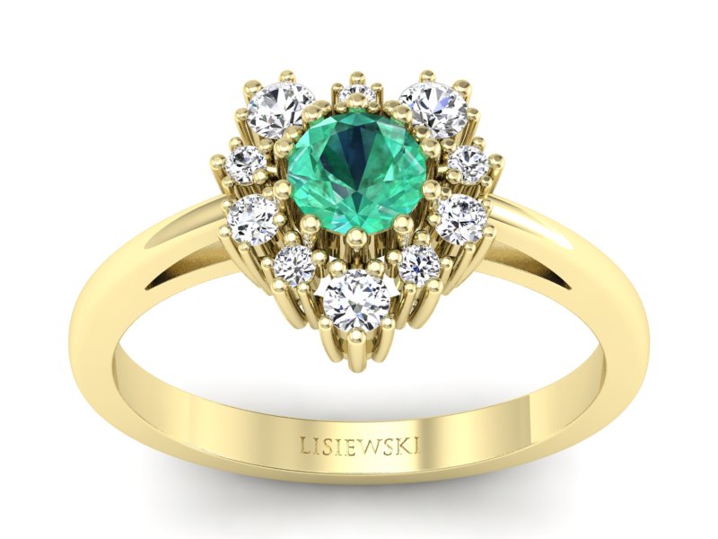 Pierścionek ze szmaragdem i diamentami - P15056zsm - 1