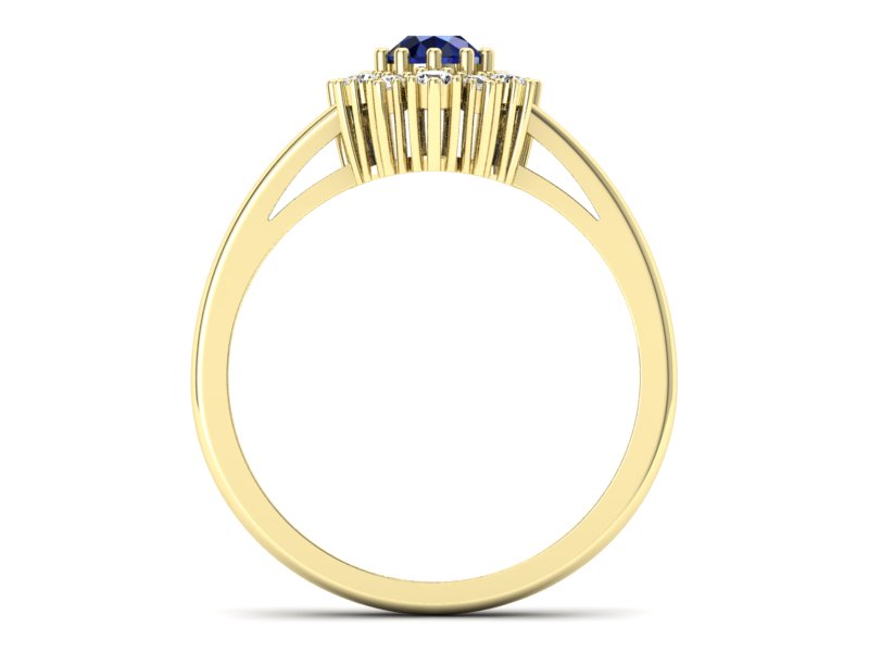 Złoty pierścionek z szafirem i brylantami złoty - P15056ZSZ - 2