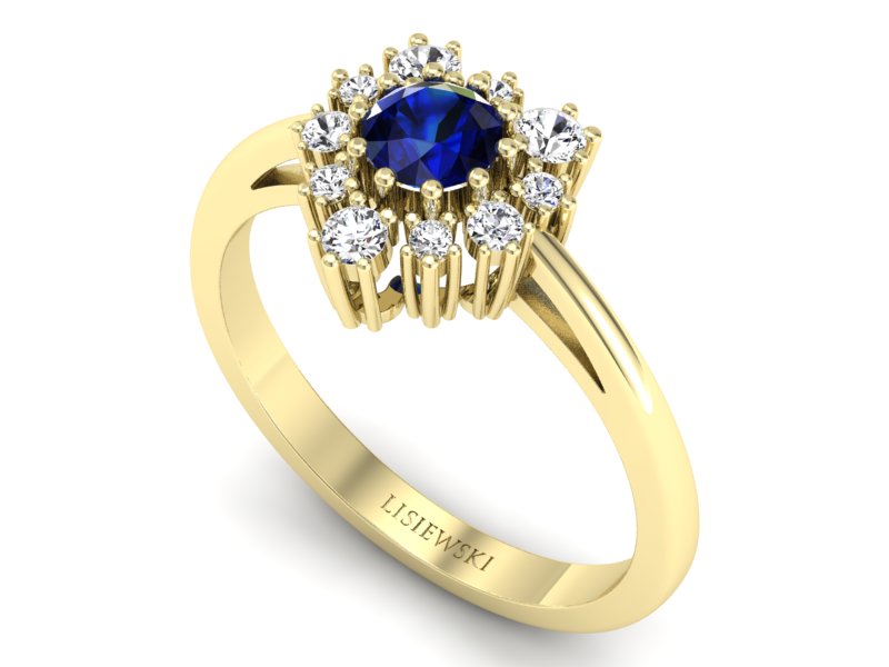 Pierścionek z szafirem i brylantami żółte złoto - P15056zsz_ - 3