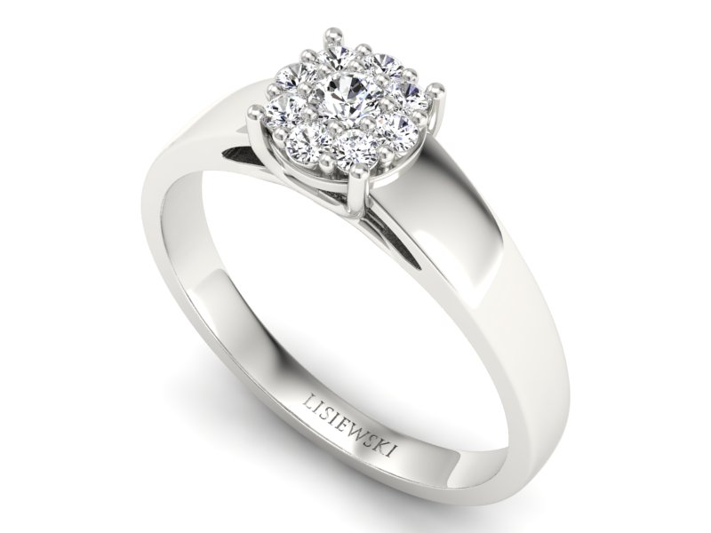 Złoty pierścionek z brylantami białe złoto - P15057B - 3