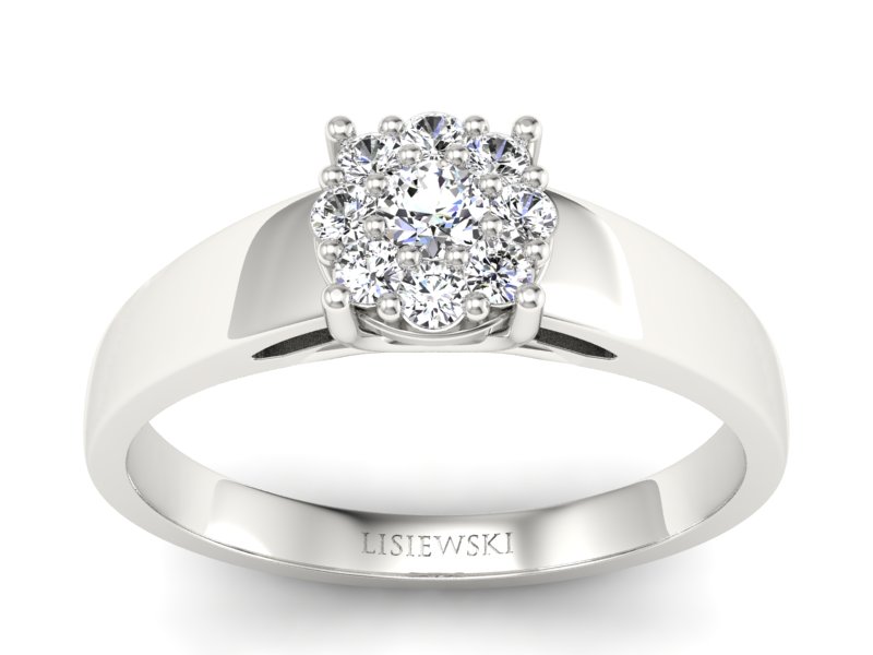 Złoty pierścionek z brylantami białe złoto - P15057B_P15081B - 1