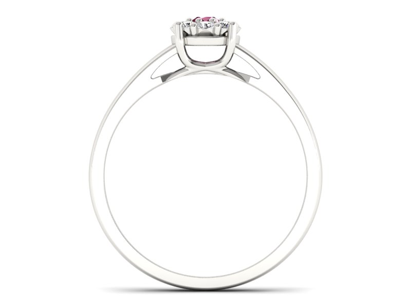Pierścionek z rubinem i brylantami białe złoto - p15057br - 2