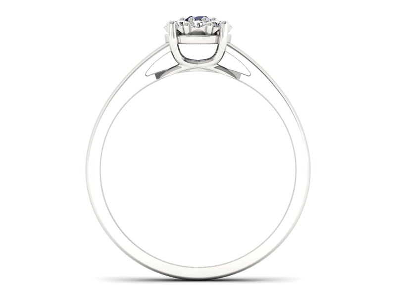 Pierścionek z szafirem i brylantami białe złoto - p15057bsz - 2