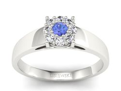 Pierścionek z tanzanitem białe złoto i brylantami - p15057bt