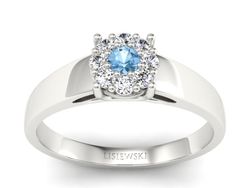 Pierścionek z topazem i brylantami białe złoto - P15057btop