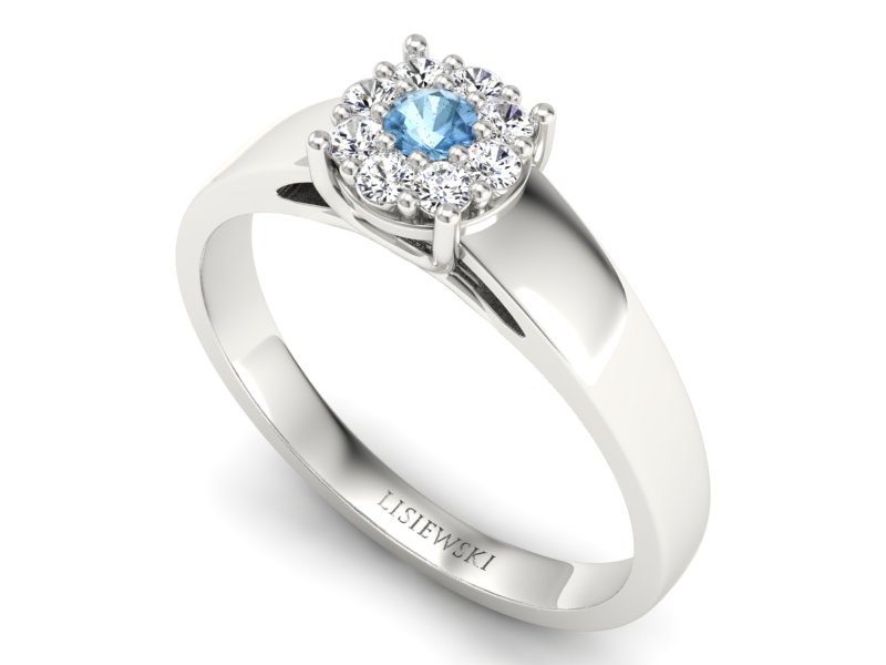 Pierścionek z topazem i brylantami białe złoto - P15057btop