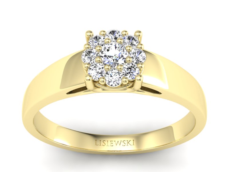 Pierścionek zaręczynowy z brylantami żółte złoto - P15057Z - 1