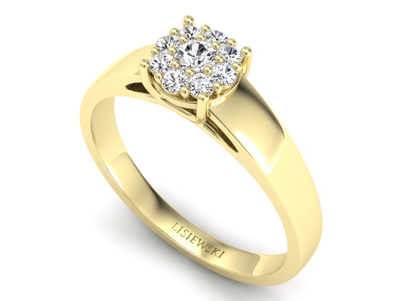 Pierścionek zaręczynowy z brylantami żółte złoto - P15057Z