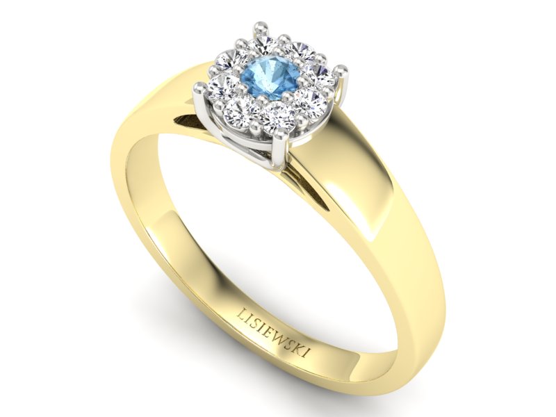 Złoty pierścionek z topazem i brylantami - P15057zbtop