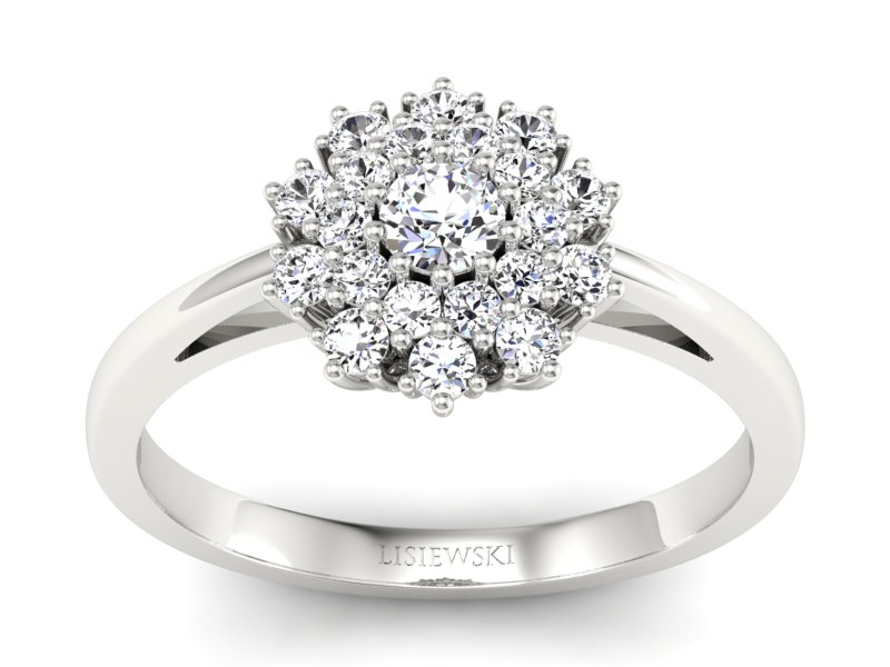 Pierścionek zaręczynowy z brylantami białe złoto - P15059br - 1