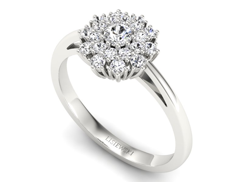 Pierścionek zaręczynowy z brylantami białe złoto - P15059br - 3