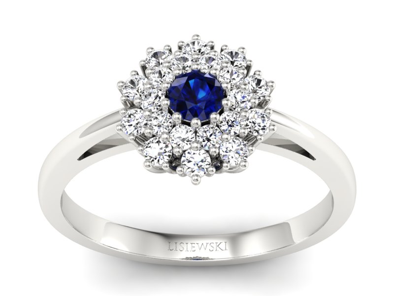 Pierścionek z szafirem i brylantami - P15059bsz - 1