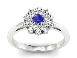 Pierścionek z szafirem i brylantami białe złoto - P15059bszc
