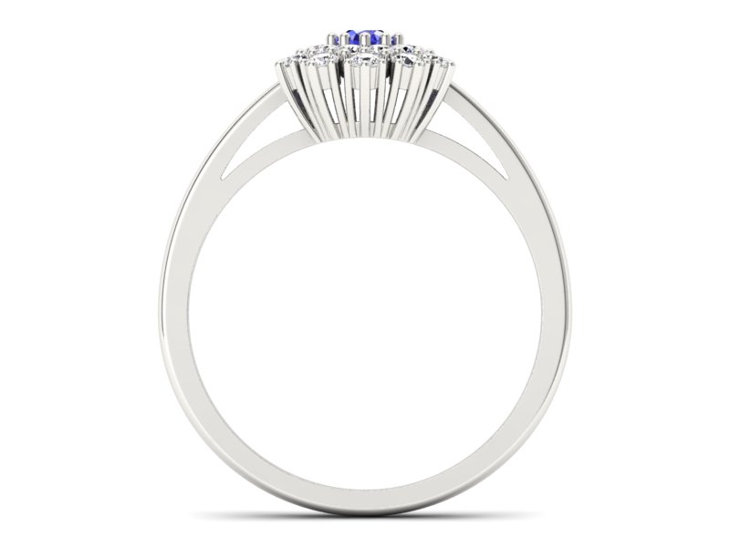Pierścionek z szafirem i brylantami białe złoto - P15059bszc