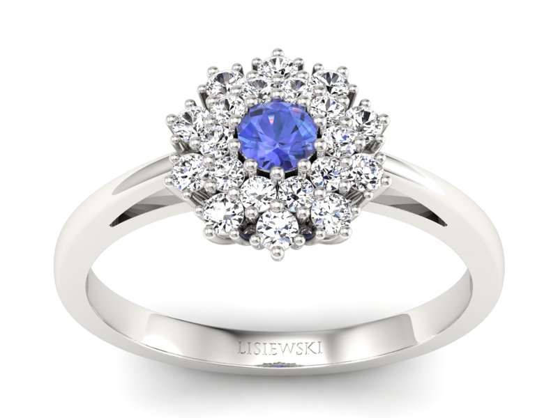 Pierścionek z tanzanitem białe złoto i brylantami - P15059bt - 1