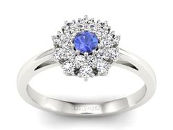 Pierścionek z tanzanitem białe złoto i brylantami - P15059bt