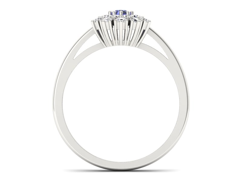 Pierścionek z tanzanitem białe złoto i brylantami - P15059bt