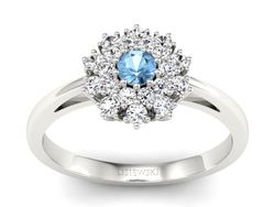 Pierścionek z topazem i brylantami białe złoto - P15059btp