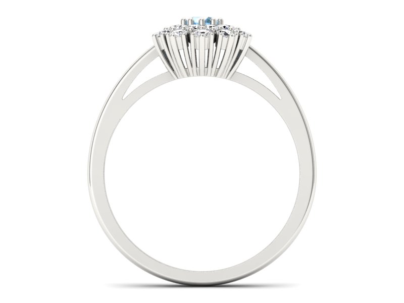 Pierścionek z topazem i brylantami białe złoto - P15059btp