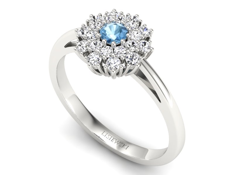 Pierścionek z topazem i brylantami białe złoto - P15059btp