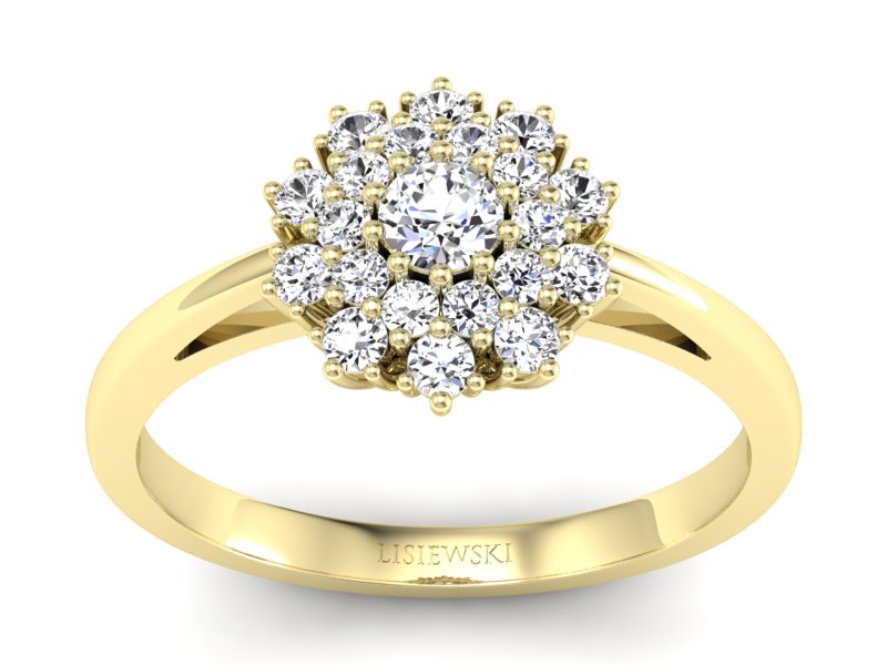 Złoty pierścionek z brylantami żółte złoto - P15059z - 1