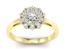 Złoty pierścionek z brylantami żółte złoto - P15059z