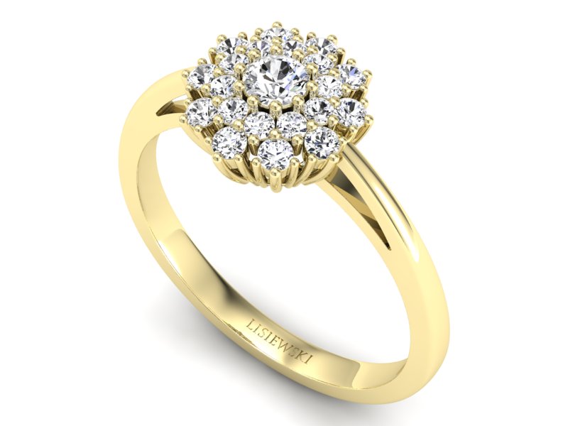 Złoty pierścionek z brylantami żółte złoto - P15059z - 3