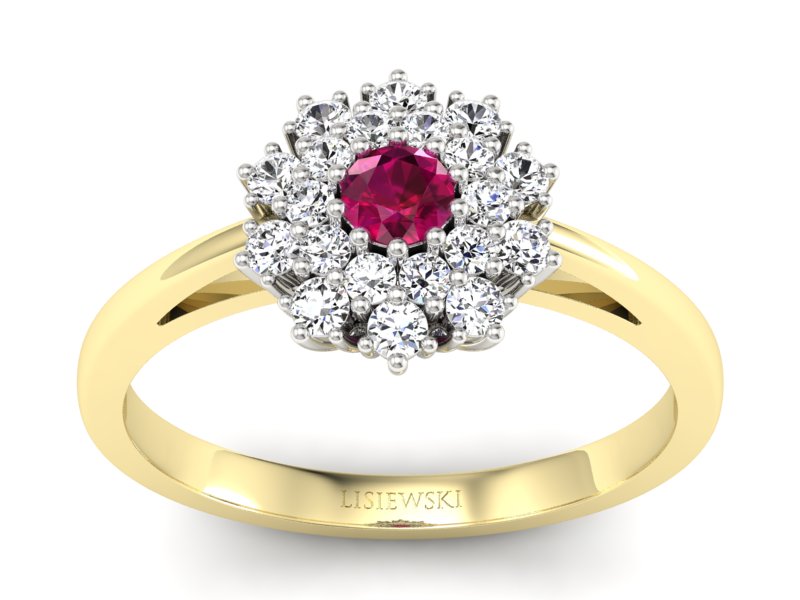 Pierścionek z rubinem i diamentami - P15059zbr - 1