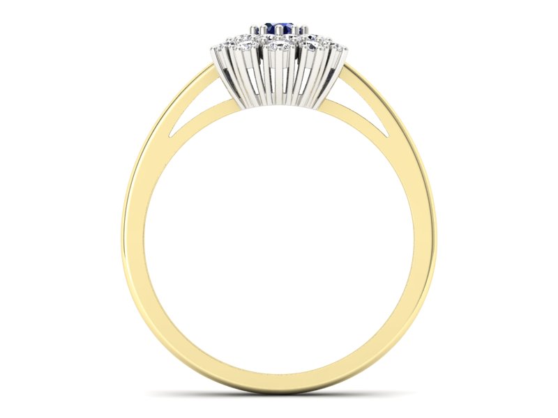 Złoty pierścionek z szafirem i brylantami - P15059zbsz - 2