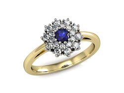 Pierścionek z szafirem i diamentami złoto 585 - P15059zbszc