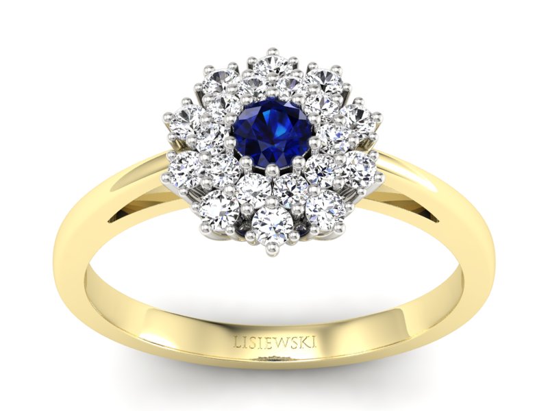 Pierścionek z szafirem i diamentami - P15059zbszc - 1