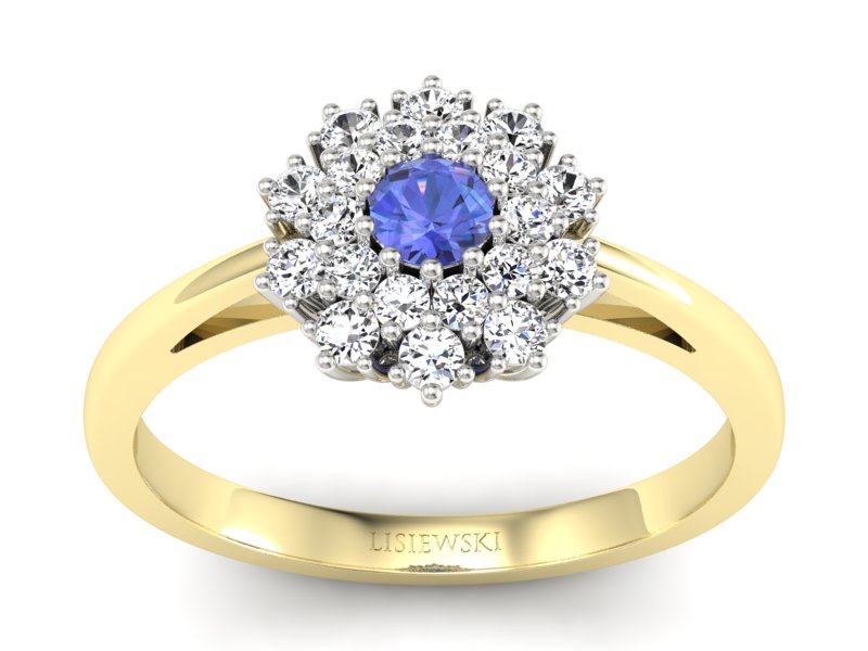 Pierścionek z tanzanitem i brylantami - P15059zbt - 1