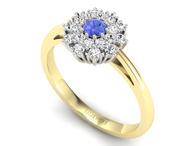 Pierścionek z tanzanitem i brylantami - P15059zbt - 3