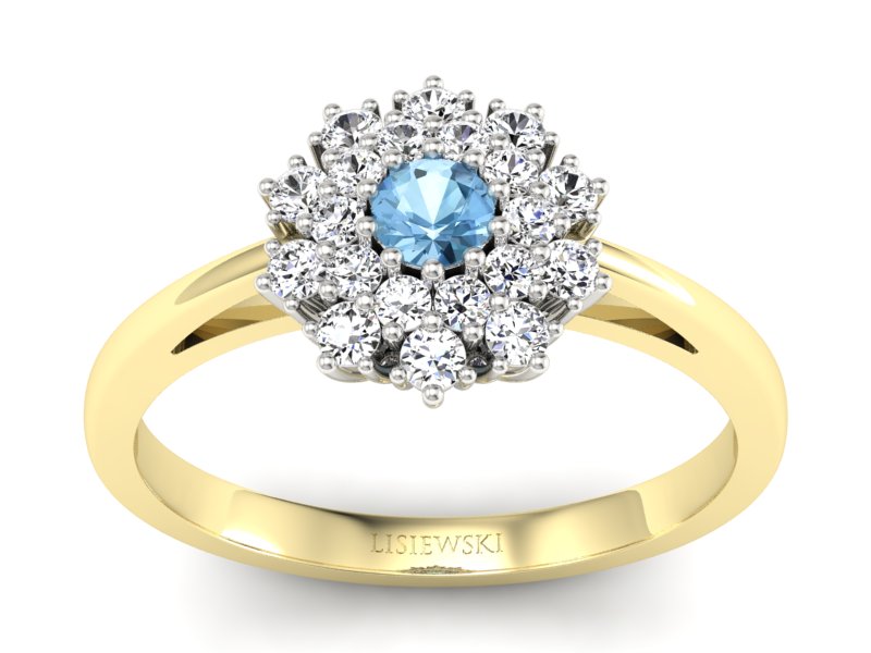 Pierścionek z topazem i brylantami - P15059zbtp - 1