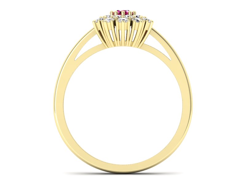 Złoty pierścionek z rubinem i brylantem - P15059zr - 2