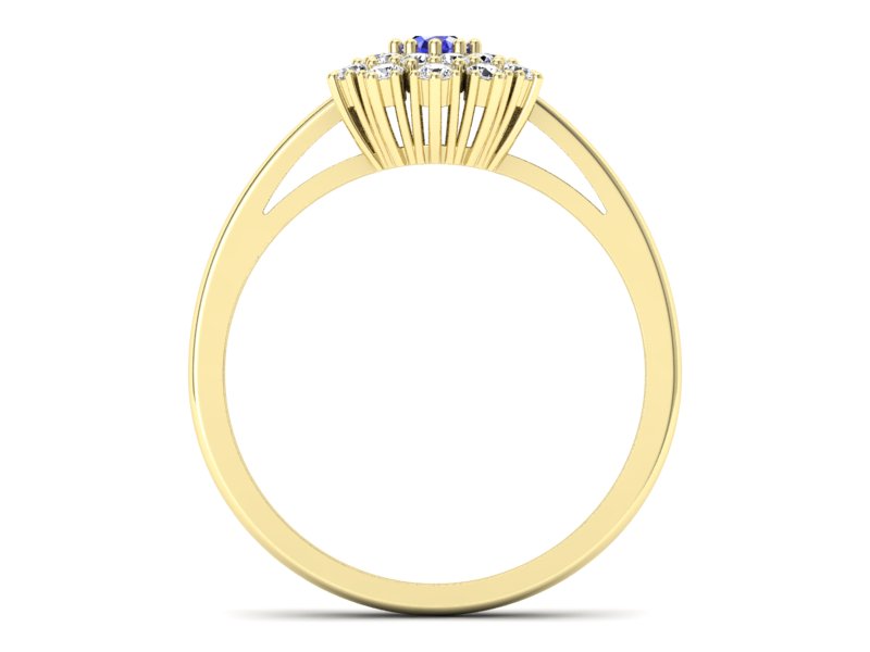 Złoty pierścionek z szafirem i brylantami - P15059zszc