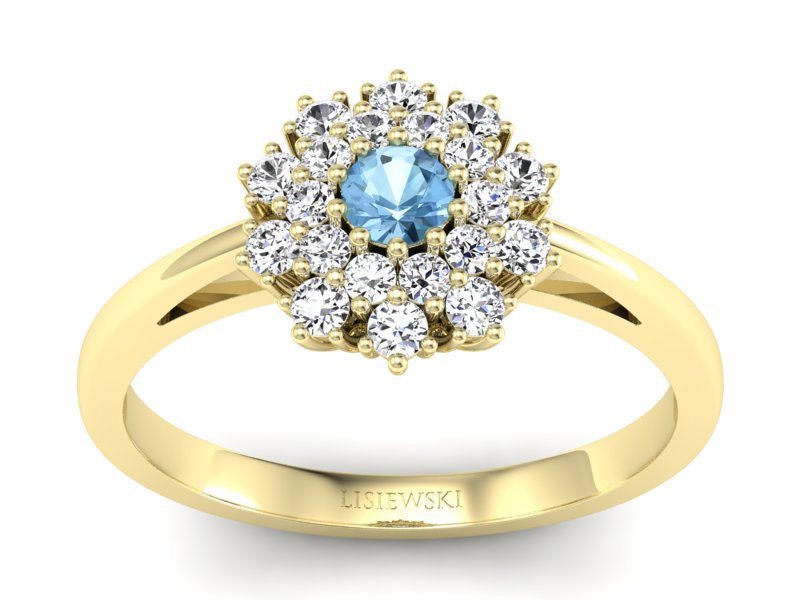 Złoty pierścionek z topazem i brylantami - P15059ztp - 1