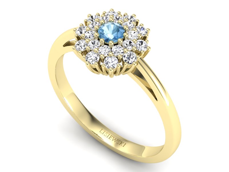 Złoty pierścionek z topazem i brylantami - P15059ztp - 3