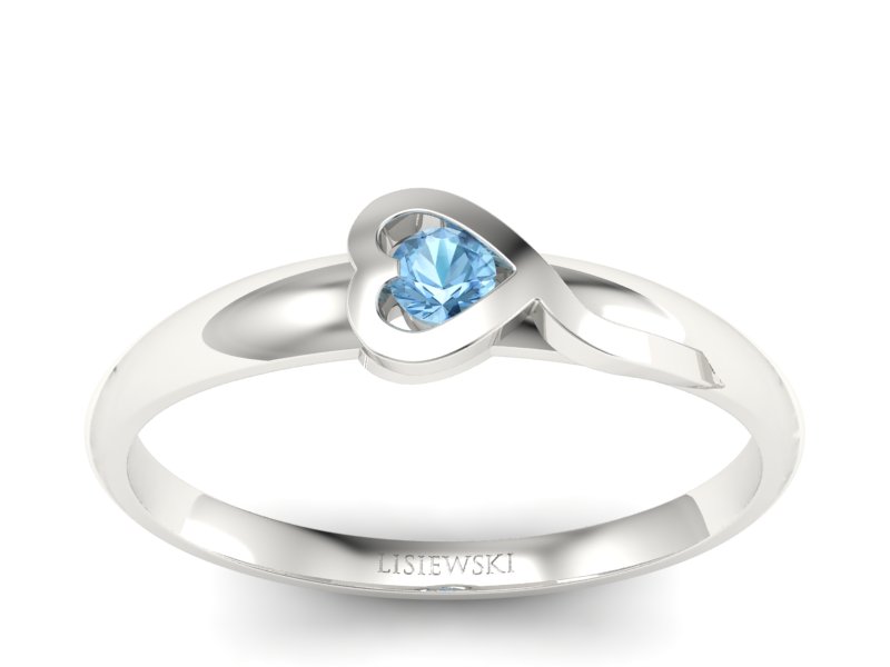 Złoty pierścionek z topazem z białego złota 585 wdzięk - p15067ba - 1