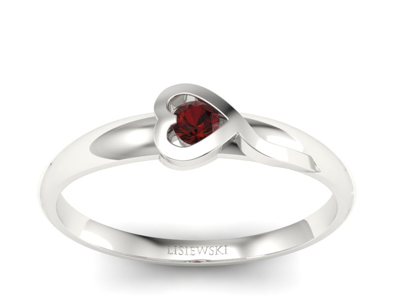 Pierścionek zaręczynowy z granatem z białego złota 585 - p15067bgr - 1