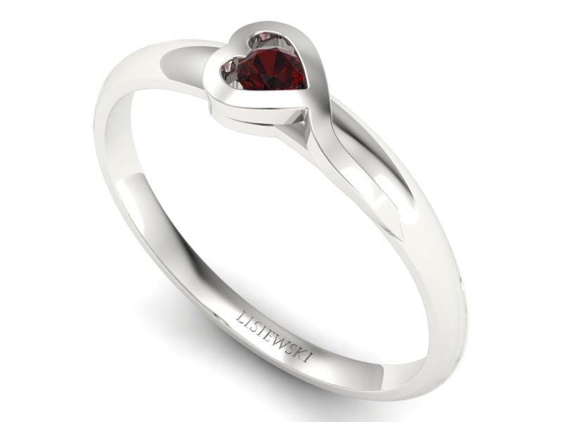 Pierścionek zaręczynowy z granatem z białego złota 585 - p15067bgr