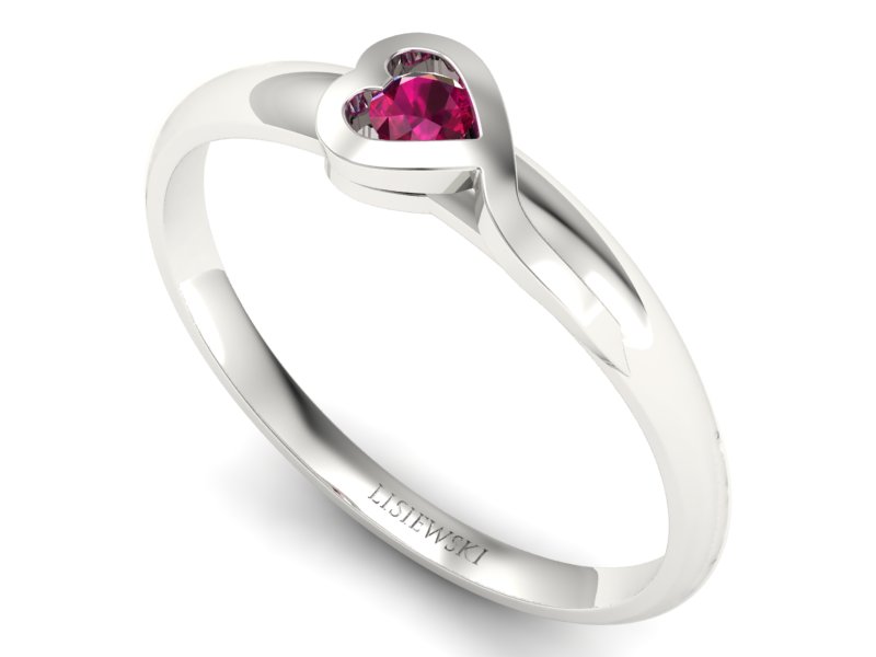 Gustowny złoty pierścionek z rubinem z białego złota - p15067br - 3