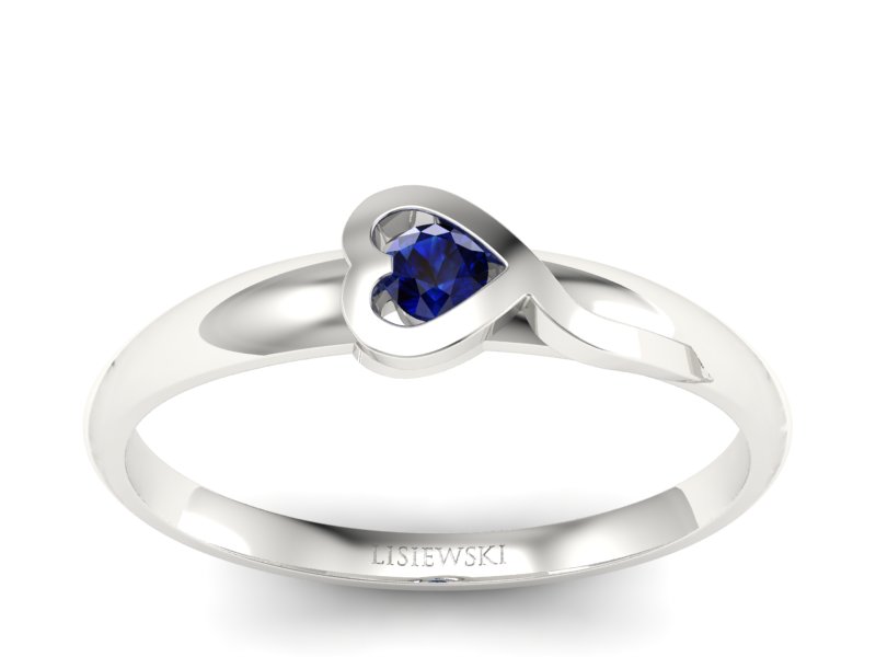Złoty pierścionek z szafirem z białego złota 585 - p15067bsz - 1