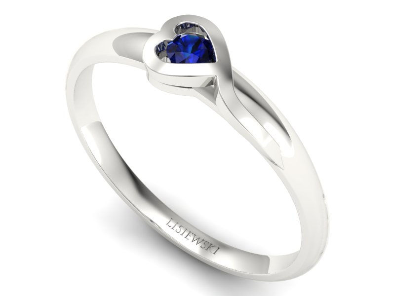 Złoty pierścionek z szafirem z białego złota 585 - p15067bsz - 3