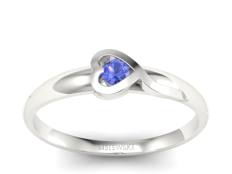 Złoty pierścionek z tanzanitem z białego złota 585 - p15067bt - 1