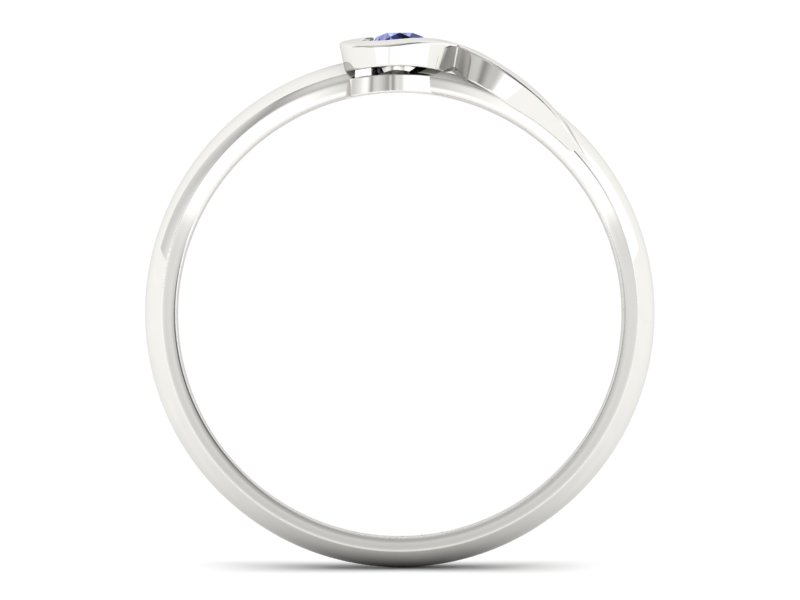 Złoty pierścionek z tanzanitem z białego złota 585 - p15067bt - 2