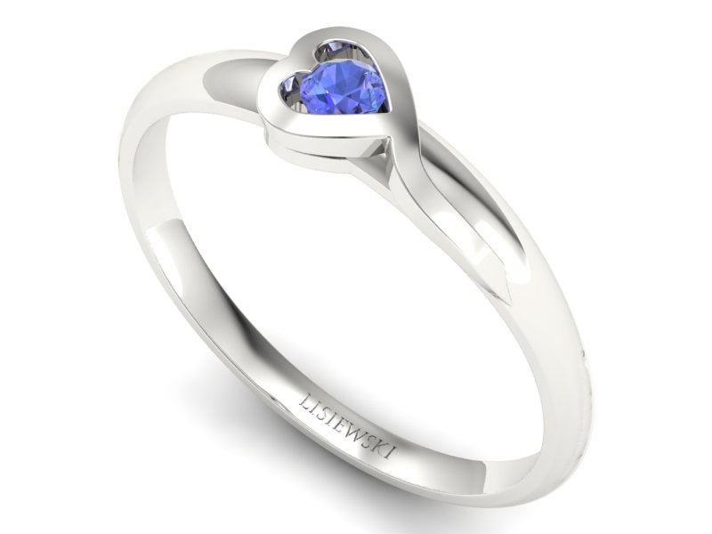 Złoty pierścionek z tanzanitem z białego złota 585 - p15067bt - 3