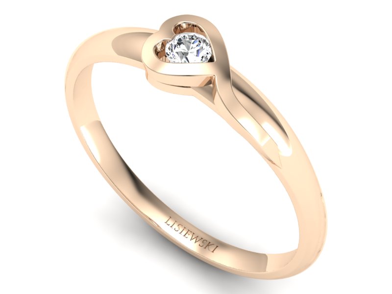 Złoty Pierścionek z brylantem różowe złoto 585 - p15067c - 3