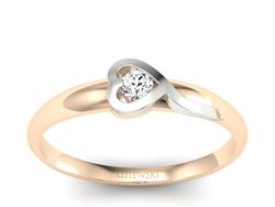 Pierścionek z brylantem różowe i białe złoto 585 - p15067cb