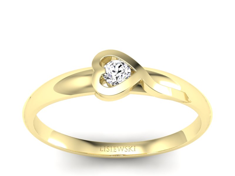 Pierścionek zaręczynowy z brylantem żółte złoto - p15067z - 1